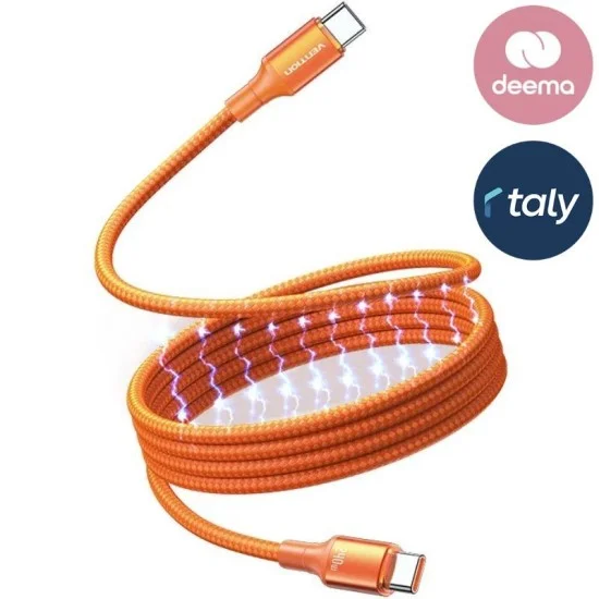 Vention USB 2.0 C Male to C Male 5A Magnetic Cable 1M Aluminum Alloy Type - Orange